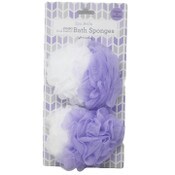 Wholesale - 2pc WHT/PURPLE JMB MESH SPONGES DUAL TEXTURE W/ELASTIC C/P 18, UPC: 769898973161